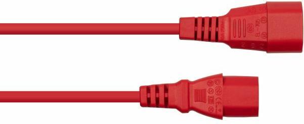Image du produit Kabelmeister Rallonge pour appareils froids, prise mâle C14 à prise femelle C13, rouge, 0,75mmÂ². (2 m, C13)