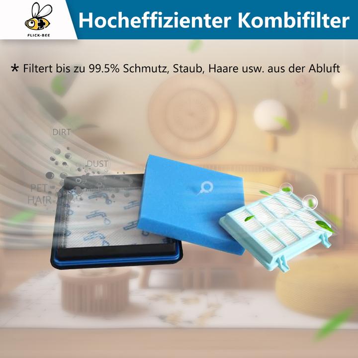 Produktbild Flickbee Filterset 3 in 1 für Philips PowerPro Compact wie FC8010/02