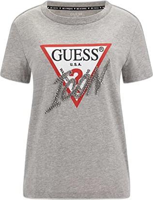Guess Damen Shirt Graumeliert/rot/weiss/Silber M (M)