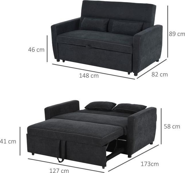Image du produit Swisshandel24 Canapé-lit, Canapé pliant, Canapé en tissu 2 places, Canapé-lit, Canapé avec fonction sommeil (Canapé-lit, 2 places)
