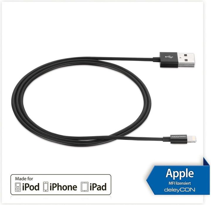 Actual product image deleyCON Lightning on USB (0.15 m, USB 2.0)