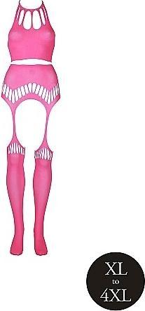 Image du produit Ouch! Two Piece with Crop Top and Stockings - Pink - XL/XXXXL (Plus Size)