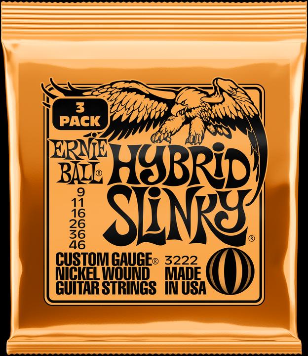Actual product image Ernie Ball Set of strings, Slinky Nickel 3-pack, Hybrid 09-46 (6 x, Electric guitar, 0.05")