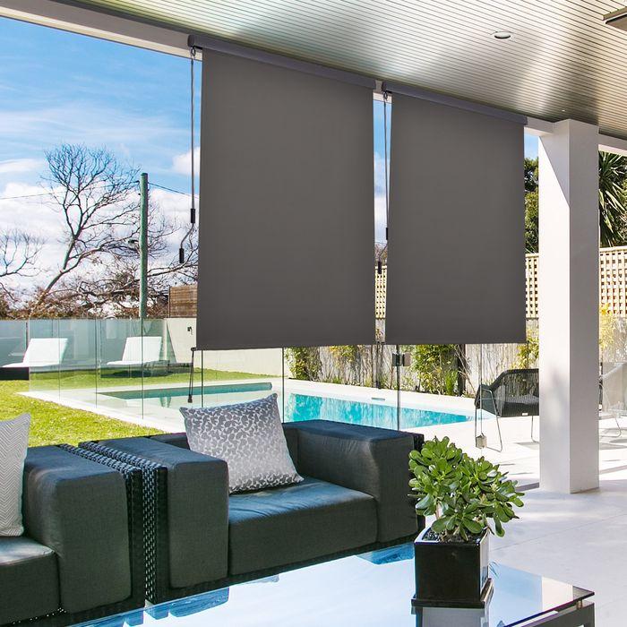 Produktbild Swisshandel24 Senkrechtmarkise Balkon Windschutz & Sichtschutz, Handkurbel, Polyester+Aluminium, Grau, 140x250cm (1.40 m)