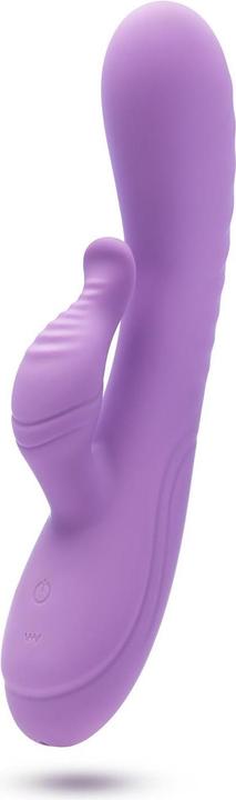 Actual product image Blush Evelyn - 8 Inch Liquid Silicone Quiet G-Spot Rabbit Vibrator With Clitoral Stimulator - 10 Mod