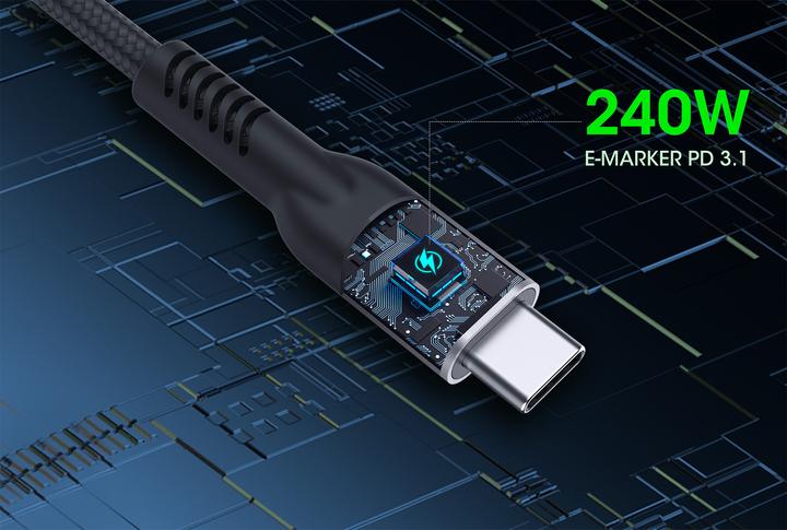Produktbild Manhattan USB 2.0 Typ C EPR Ladekabel 240 W / PD 3.1 (2 m, USB 2.0)