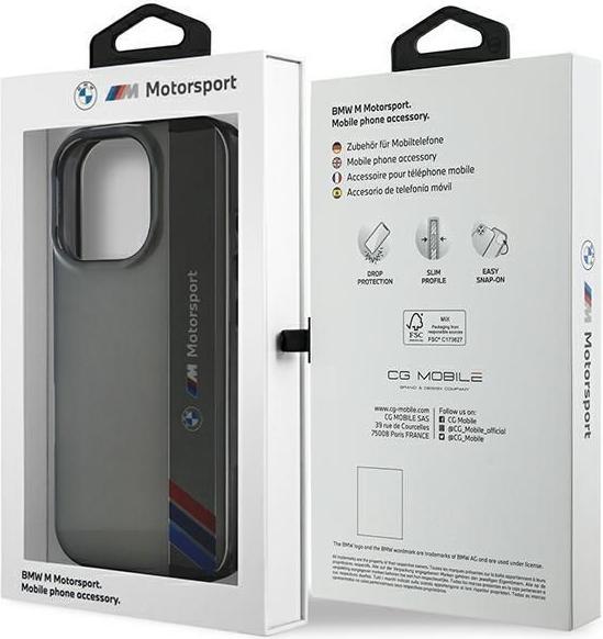 Actual product image BMW BMHCP16X23HTFEG iPhone 16 Pro Max 6.9" szary/grey hardcase Motosport IML Vertical Stripe (Apple iPhone 16 Pro Max)