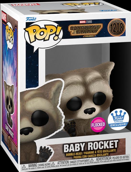 Actual product image Funko POP! Marvel Les Gardiens de la Galaxie Volume 3 Baby Rocket Floquée