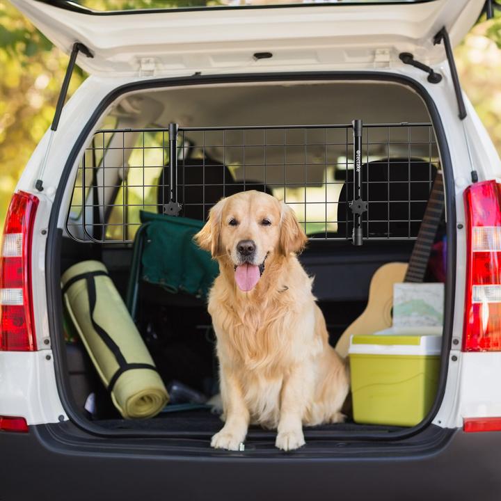 Immagine prodotto tectake griglia di protezione per cani Balu, regolabile in larghezza, 2 cinture di sicurezza (Cane, Riflettori)