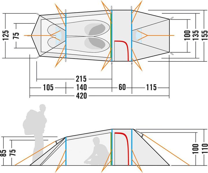 Actual product image Tatonka Obiska tent (Tunnel tent, 2.70 kg, 2 persons)