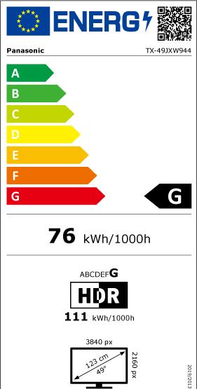 Energie-Label Panasonic TX-49JXW944 (49", JXW944, LED, 4K, 2021)