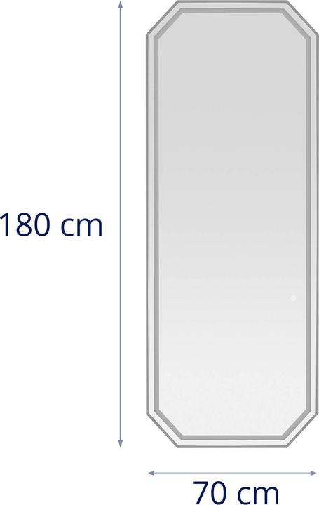 Actual product image Physa Salon Mirror - LED lighting - extra thin - octagonal - silver - 180 x 70 cm (180 x 70 cm)