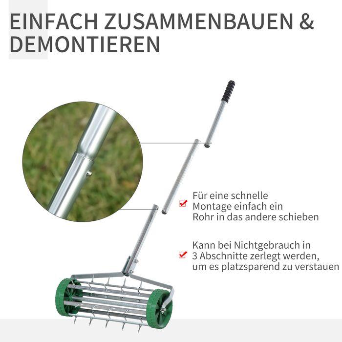 Image du produit Swisshandel24 Aérateur de pelouse Longueur du manche réglable Scarificateur manuel Aération de pelouse Rouleau à