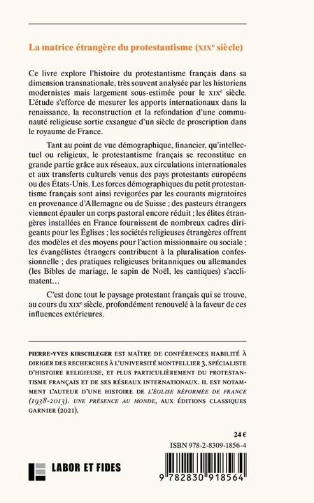 Immagine prodotto La matrice étrangère du protestantisme (XIXe siècle). Les apports (Francese, Kirschleger Pierre-Yves, 2024)