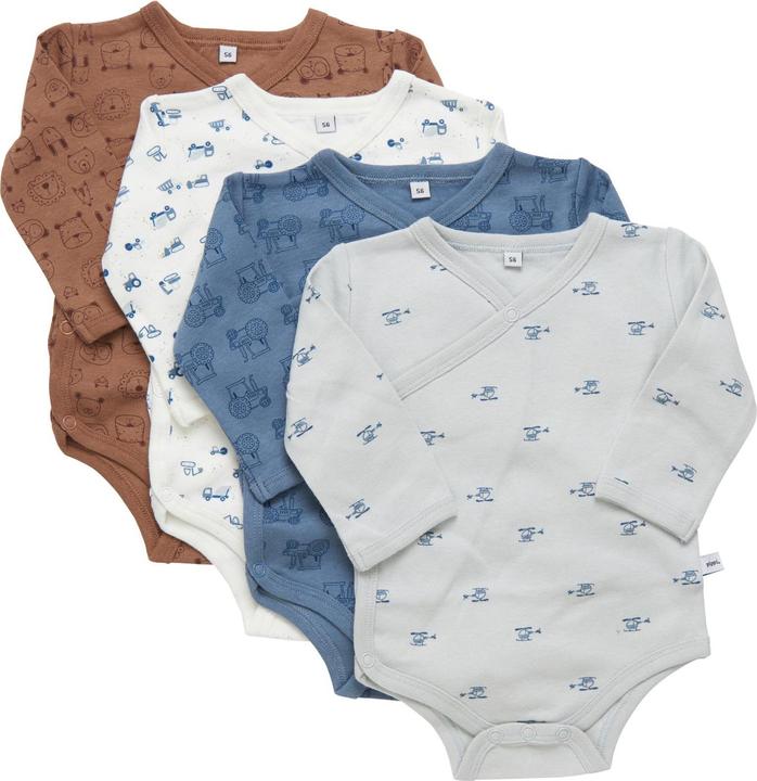 Pippi Wickel-Langarm-Body 4er-Set Blue Mirage Gr. 74 (74)