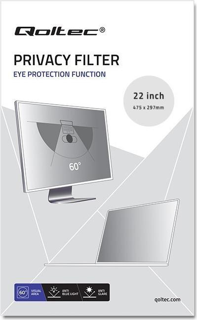 Produktbild Qoltec 51056 Blickschutzfilter (22 Zoll) (22", 16 : 10)