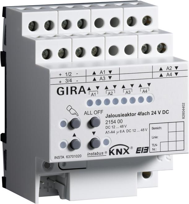 Produktbild Gira Jal.aktor 4f DC 24 V Hand KNX REG 215400 (Analogaktor)