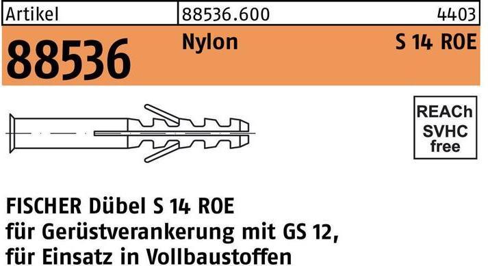 Produktbild Fischer Dübel R 88536 S 14 ROE 135 Nylon (25 Stk.)