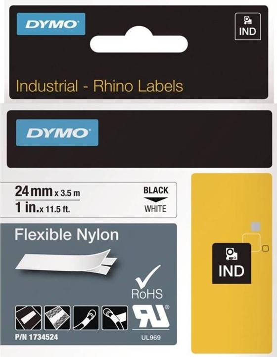 Energie-Label Dymo Rhino Nylonband, weiss (2.40 cm, Mehrfarbig)