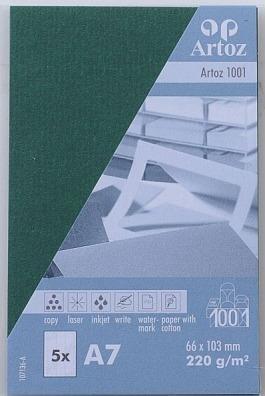 Artoz Cards 1001 A7 107136143 220g, racing green 5 sheets (A7, 220 g/m², 5 x)