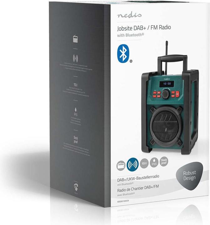 Produktbild Nedis DAB + Radio Tisch Ausführumg DAB+ / FM 2.2" Scharz-weiss Monitor Batteriebetrieben/Netzstromver (DAB+, FM, Bluetooth, WLAN)