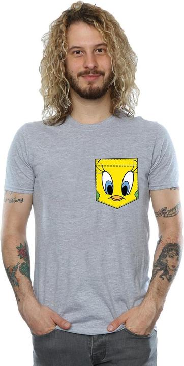 Immagine prodotto Looney Tunes Tweety Pie Face Faux Pocket Maglietta Uomo (S)