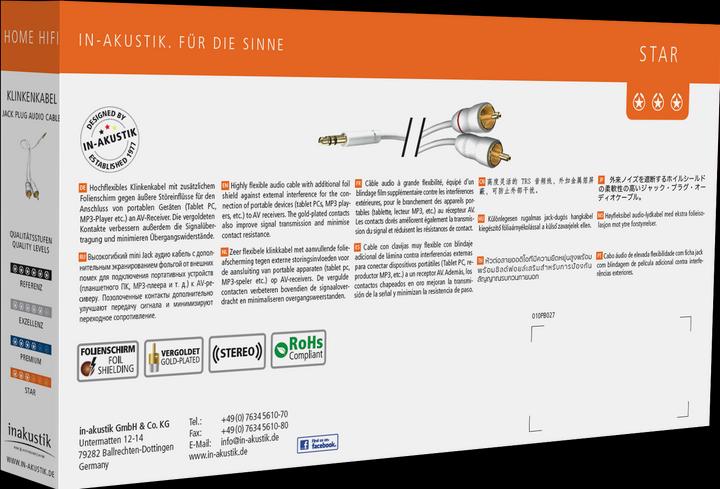 Produktbild Inakustik Star Stereo-Klinke – 2x RCA (1.50 m, Cinch, 3.5mm Klinke (AUX))