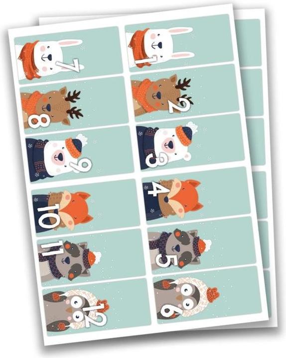 Papierdrachen 24 adesivi con i numeri del calendario dell'Avvento, design n. 61