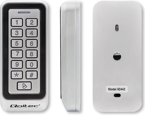 Produktbild Qoltec 52442 Codeschloss RHEA su RFID-Leser Code Card Schlüsselanhänger Türklingel IP68 EM