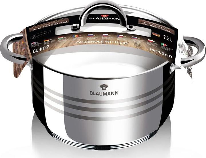 Image du produit Blaumann Casserole avec couvercle 7.6L Ø 26cm Gourmet Line (26 cm, Casserole, Acier inoxydable)