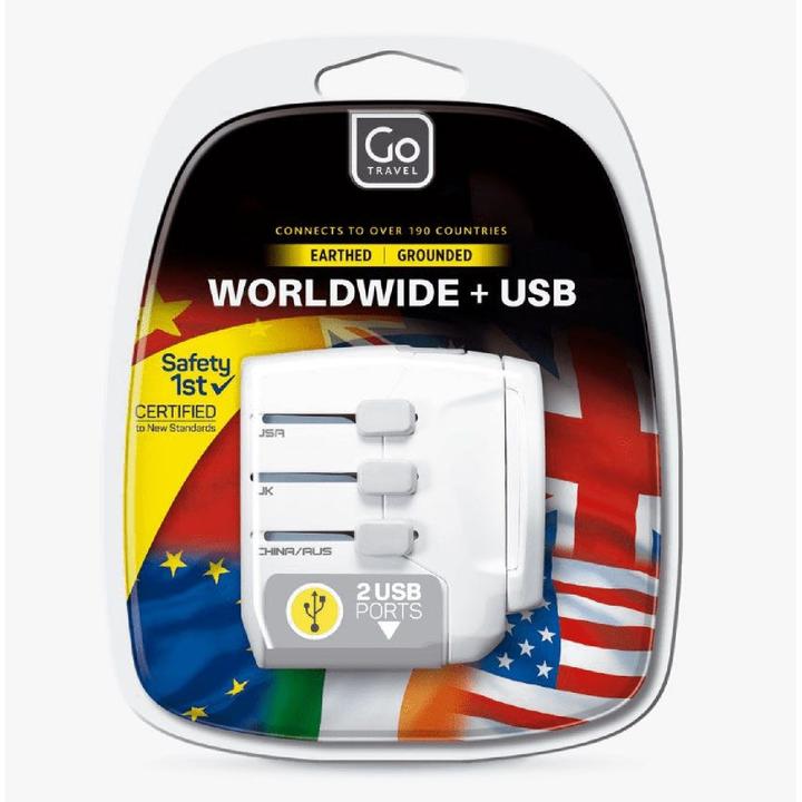 Image du produit Go Travel Worldwide Adaptor + USB Earthed