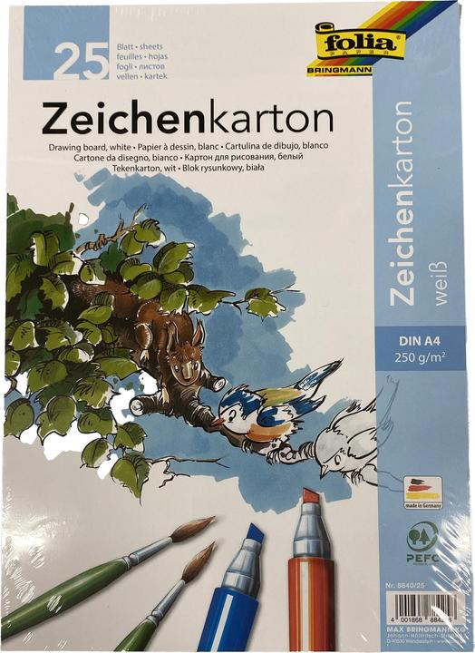 Actual product image Folia Drawing cardboard A4 25 sheets 250g white (1 x)