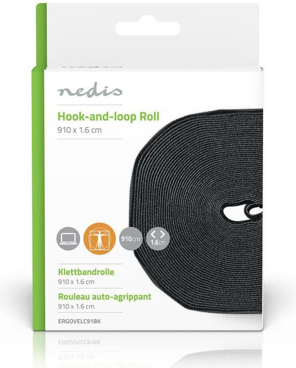 Image du produit Nedis Rouleau de velcro pour câbles 910 x 1.6 cm Noir Unisexe (9100 mm)