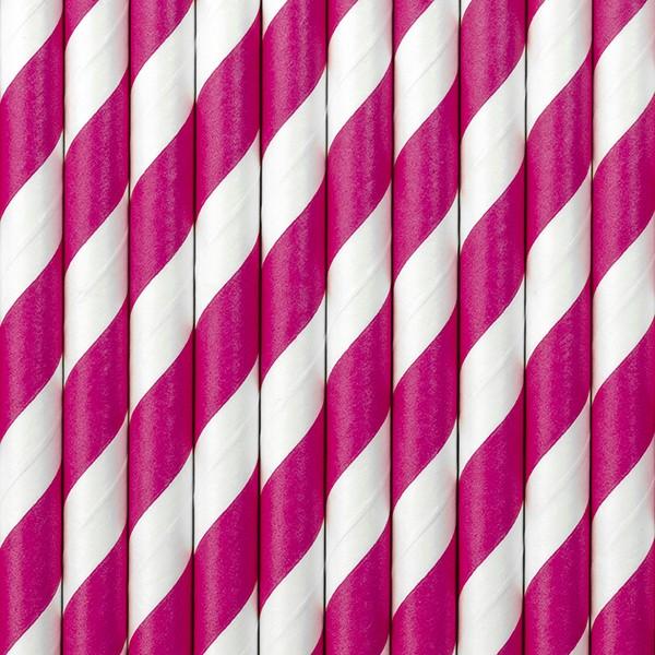 Produktbild Partydeco Gestreifte Papierstrohhalme in Hellrosa (10 x)