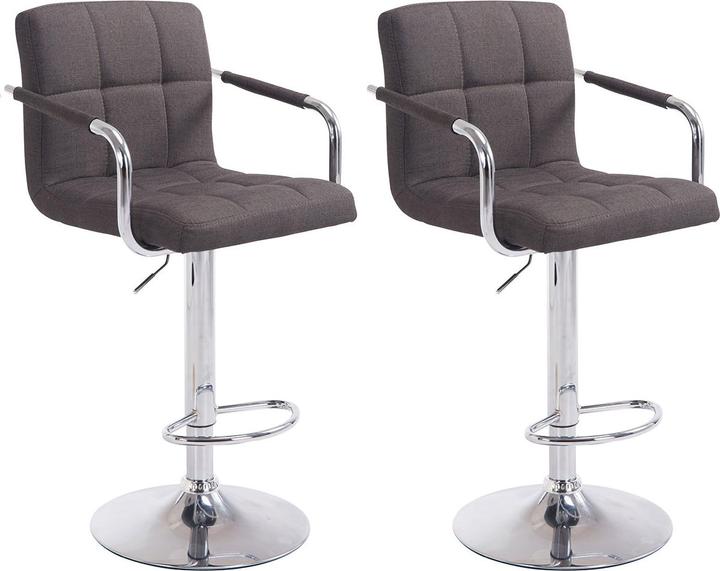 Image du produit CLP Lot de 2 tabourets de bar Lucy V2 tissu chrome, gris foncé