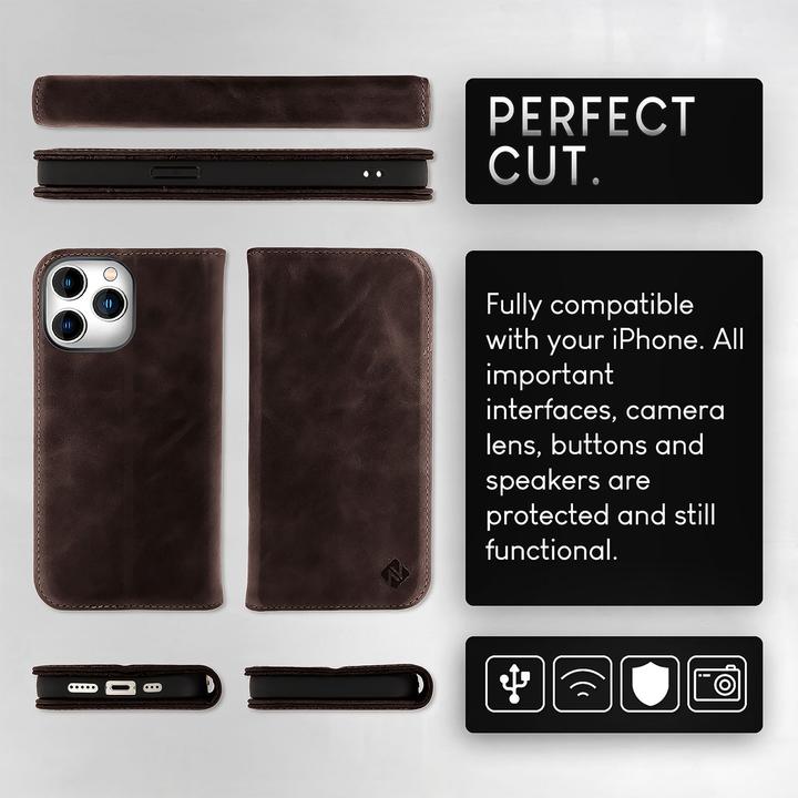 Actual product image Nalia Genuine leather flip case cover with magnetic fastener (Apple iPhone 15 Pro)