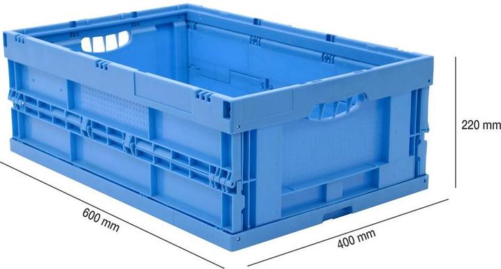 Image du produit Walther Bac pliant en polypropylène, capacité 44 l, sans couvercle, bleu, gerbable. (600 x 400 x 220 mm, 41.40 l)