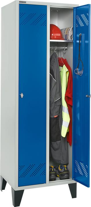 Image du produit Schäfer Shop Vestiaire, 2 compartiments, avec serrure à loquet rotatif ou à cylindre, avec pied ou socle (63 cm, 185 cm)