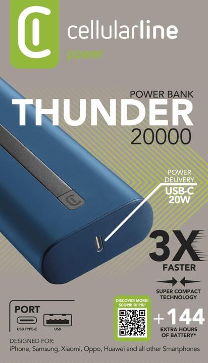 Actual product image Cellularline Thunder 20000 (20000 mAh, 20 W, 74 Wh)