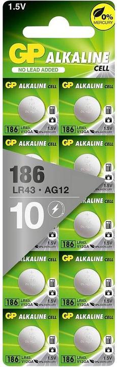 Image du produit GP Batteries Pile bouton alcaline GP 186, 10 (10 pcs, LR43, 70 mAh)