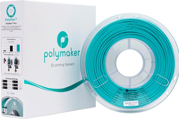 Image du produit Polymaker PolyMax PLA - True Teal - 2.85mm (Bien que le PLA, 2.85 mm, 750 g, Turquoise)