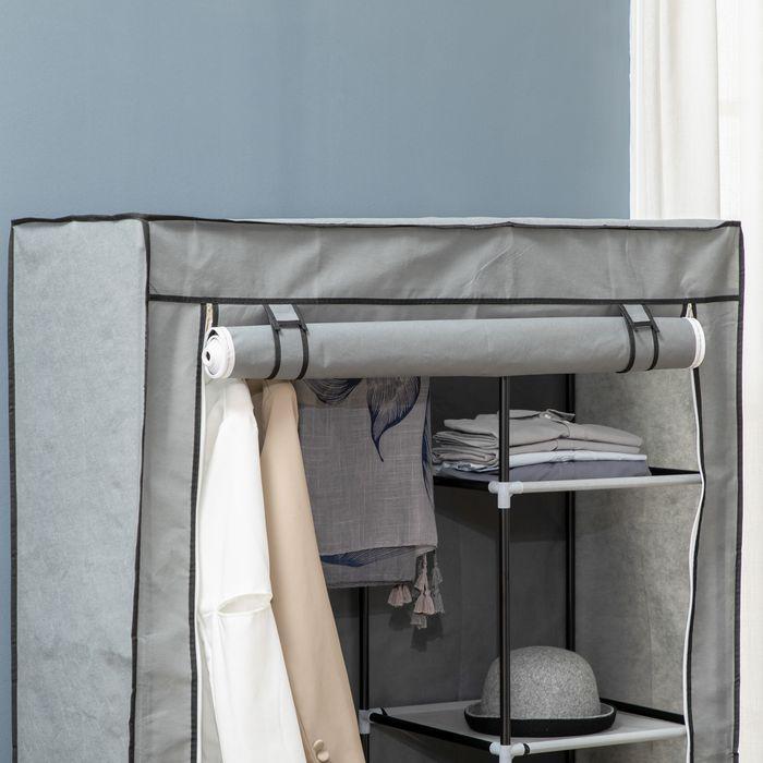 Image du produit Swisshandel24 Armoire en tissu avec barre de penderie, 6 compartiments, penderie pliable aspect non tissé (103 x 43 x 162,5 cm)