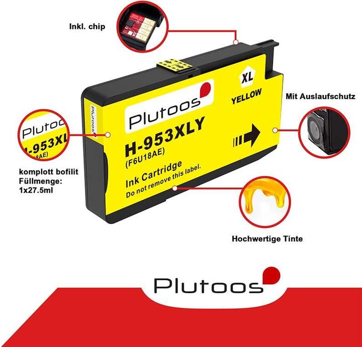 Actual product image Plutoos HP 953XL Cartridges XXL compatible, set of 4 colours (C, M, Y, BK)