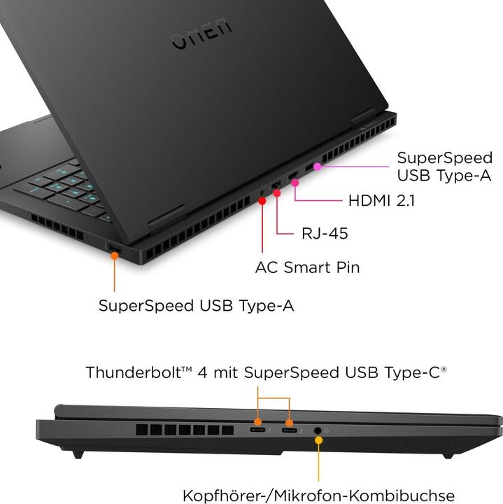 Image du produit HP OMEN 16-wf1178ng 16.1" QHD IPS 240Hz, Intel Core i7-14700HX, 32GB RAM, 1TB SSD, RTX 4070, Windows (16.10", Intel Core i7-14700HX, 32 Go, 1000 Go, DE)