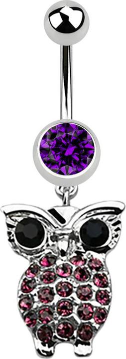 Immagine prodotto Star Piercing Banana argento con ciondolo gufo e occhi grandi viola (Acciaio chirurgico 316L, senza ottone)