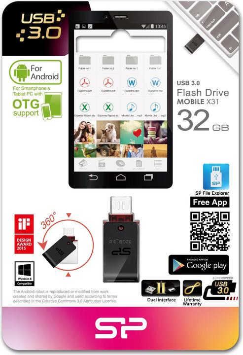 Image du produit Silicon Power Mobile X31 32GB MicroUSB/USB (32 Go)