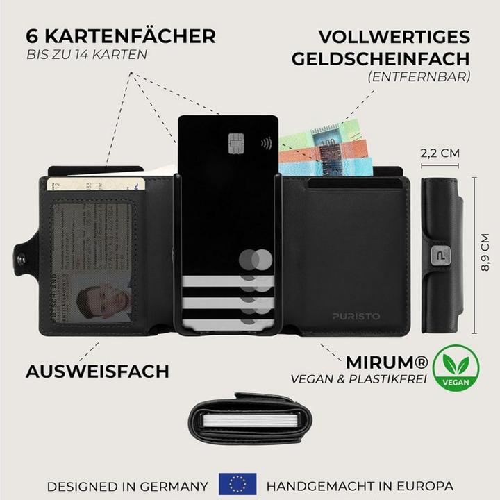 Produktbild Puristo KLIK XL Slim Wallet Carbon 14er