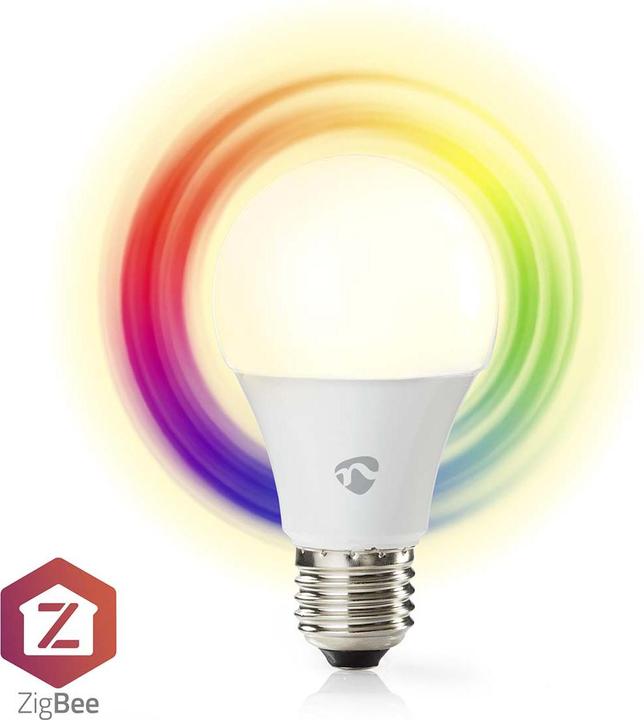 Produktbild Nedis SmartLife Vollfärbige LED-Lampe | Zigbee 3.0 | E27 | 806 lm | 9 W | RGB / Warm bis kühlen weiss (E27, 60 W, 806 lm, 1 x, F)