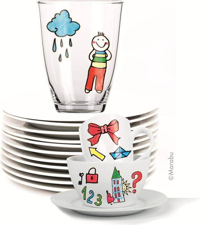 Actual product image Marabu Porcelain and glass painting pen Kids (Red, Blue, Orange, Turquoise, Green, Black, Violet, Yellow, 10 x)