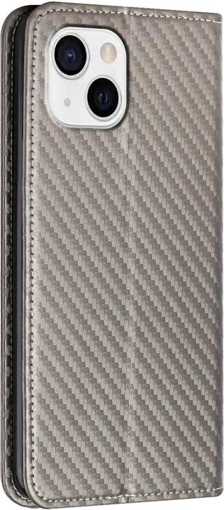 Actual product image Cover-Discount iPhone 14 Plus - Carbon Look Flip Case Cover grey (Apple iPhone 14 Plus)